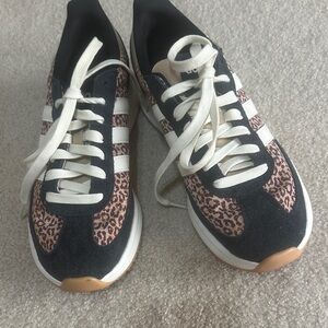 adidas Women's Leopard Accent Sneakers - Black & Cream